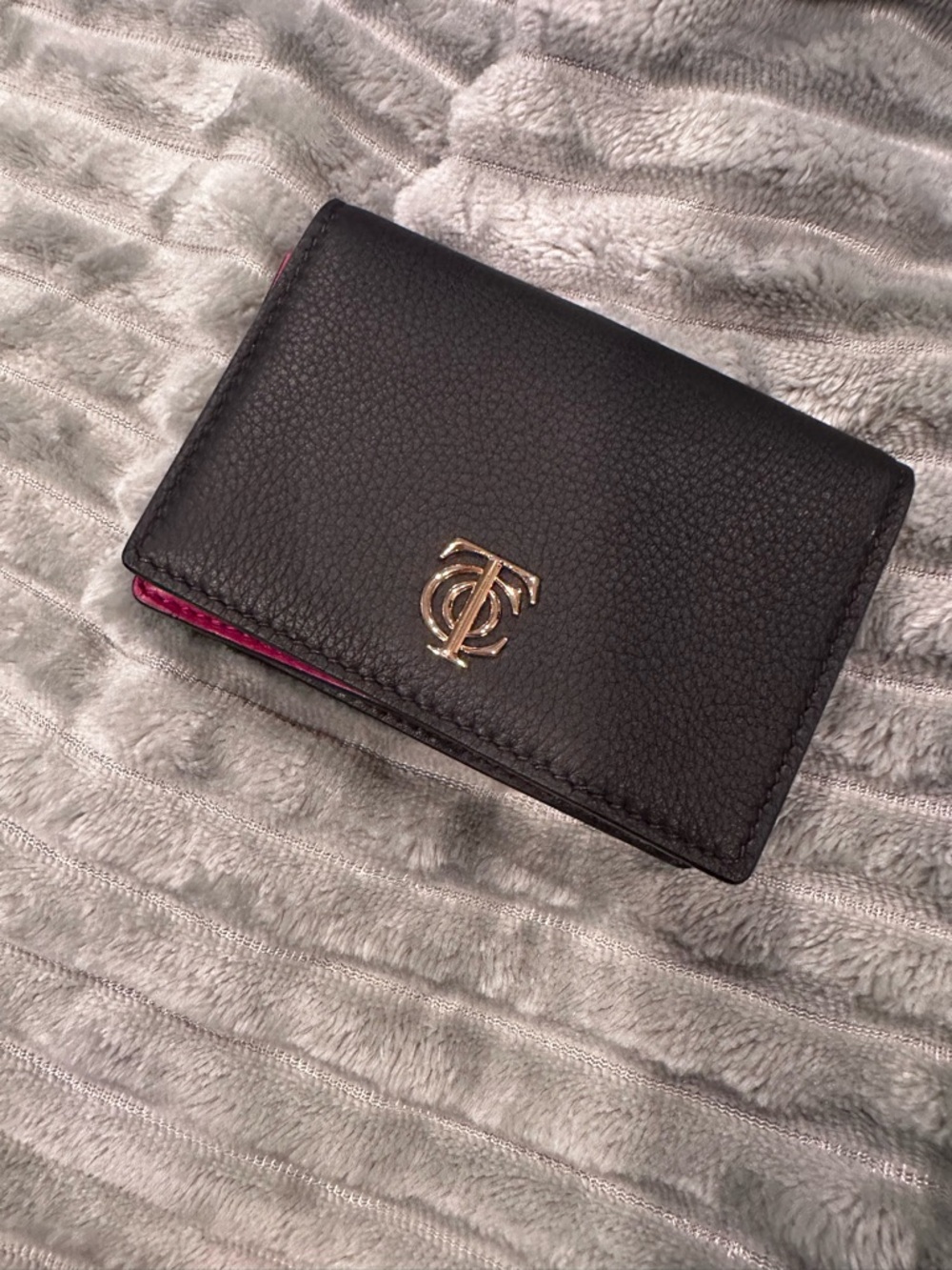 Tiffany & Co. Black Card & Key Holder with Pink Interior and Gold Logo